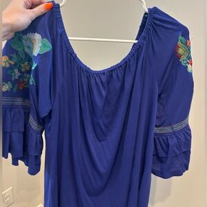 Altar'd State Royal Blue Embroidered Blouse